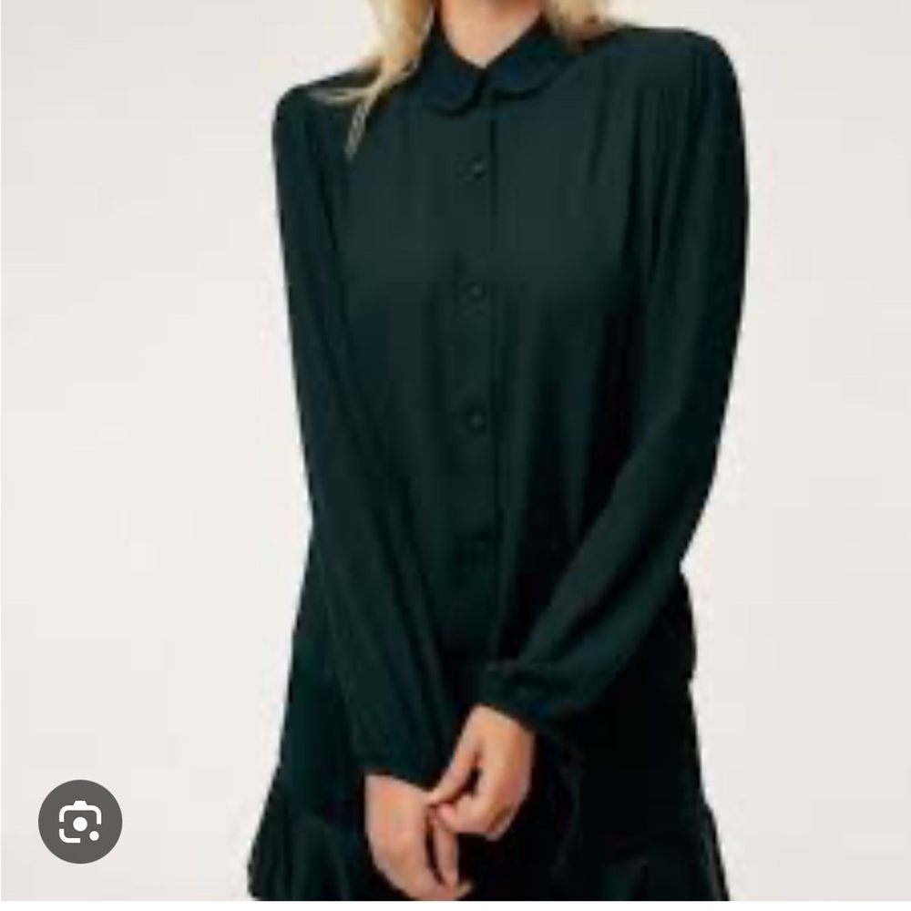 Aritzia Sunday Best Moll Button Up Blouse Peter Pan Collar Black
